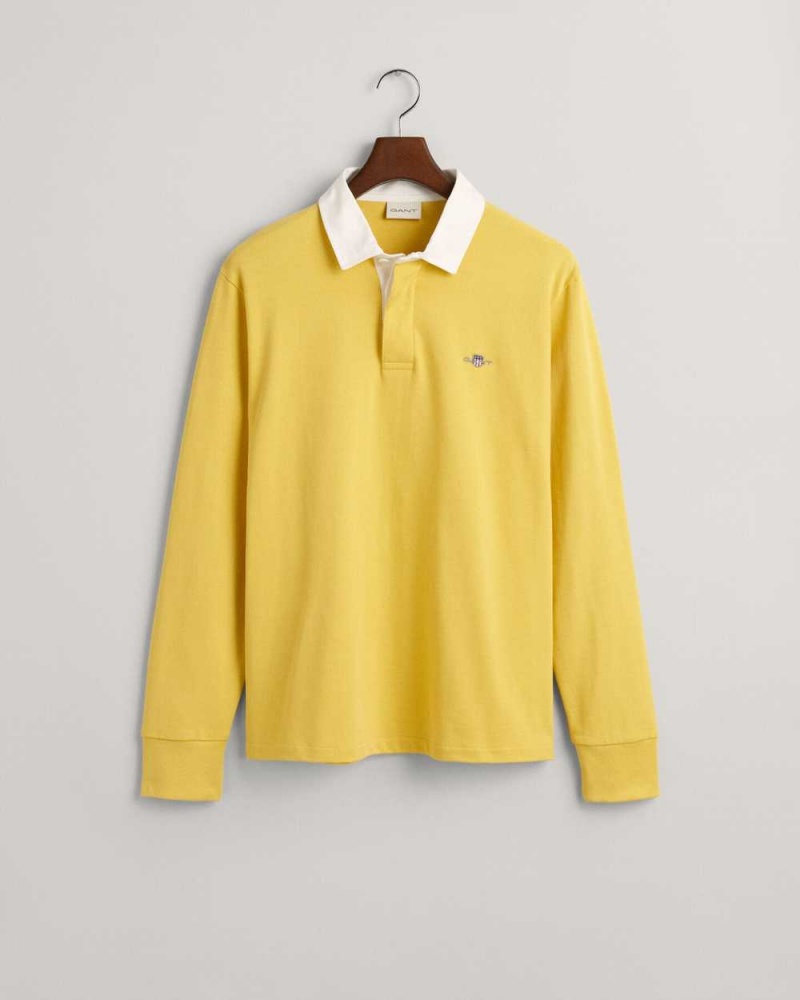 Gant Shield Heavy Rugger Men's Shirts Parchment Yellow | IVNZU-7453