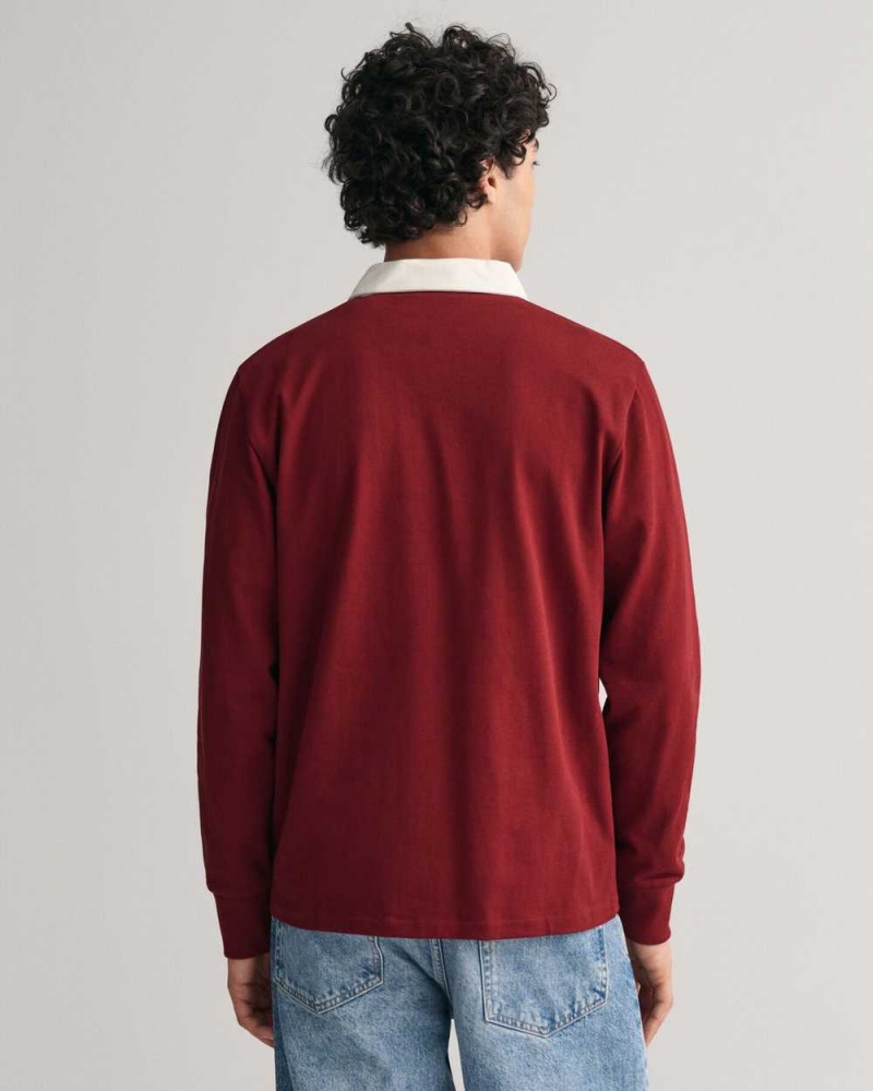 Gant Shield Heavy Rugger Men's Shirts Plumped Red | GEZCS-2569