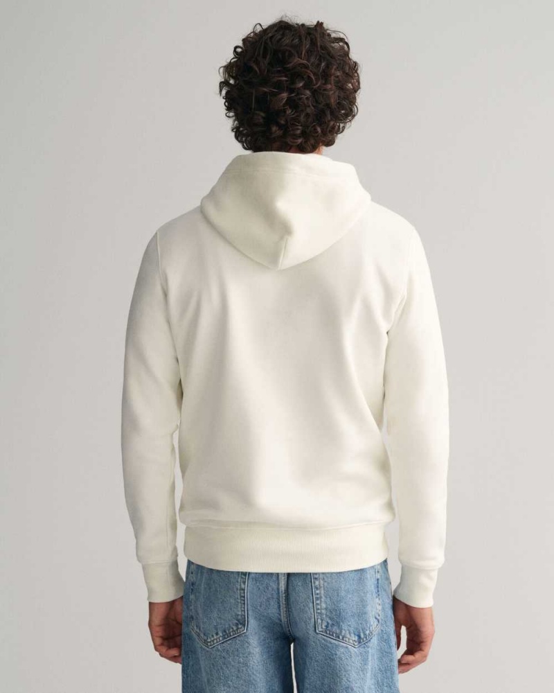 Gant Shield Men's Hoodie Beige White | KCFGP-8693