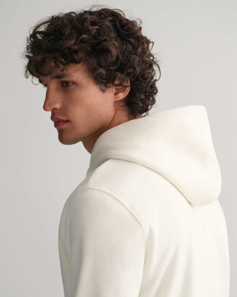 Gant Shield Men's Hoodie Beige White | KCFGP-8693