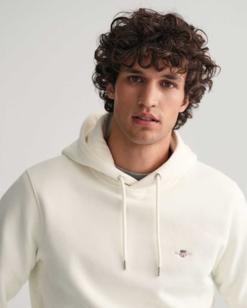 Gant Shield Men's Hoodie Beige White | KCFGP-8693