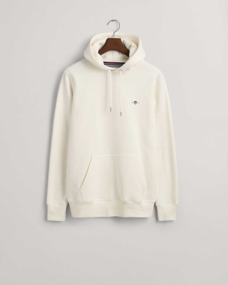 Gant Shield Men's Hoodie Beige White | KCFGP-8693