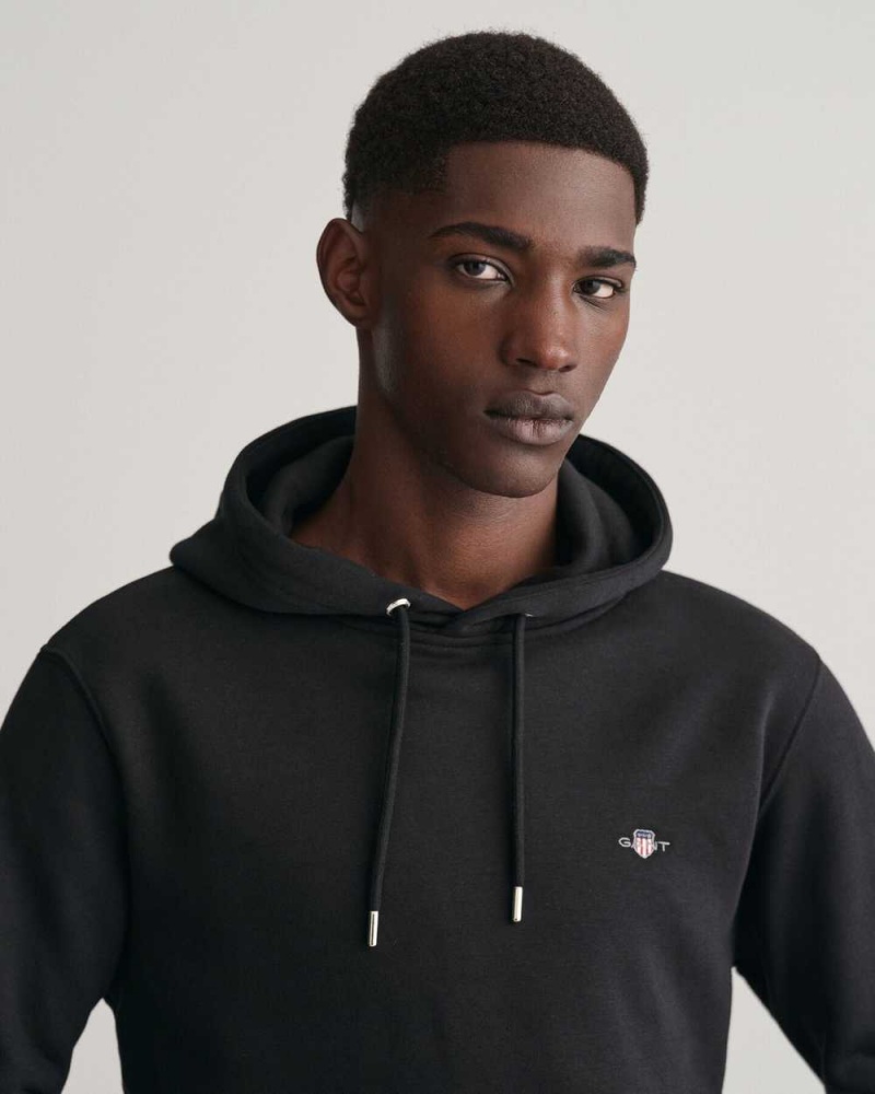 Gant Shield Men's Hoodie Black | BWCMU-9735