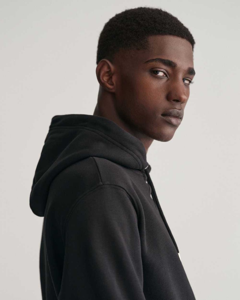 Gant Shield Men's Hoodie Black | BWCMU-9735