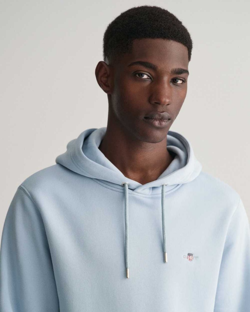 Gant Shield Men's Hoodie Blue | EFHKA-9531