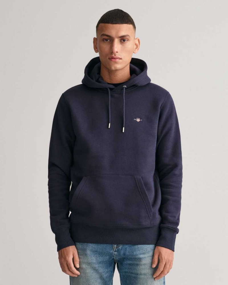 Gant Shield Men\'s Hoodie Evening Blue | ZKTCA-5107