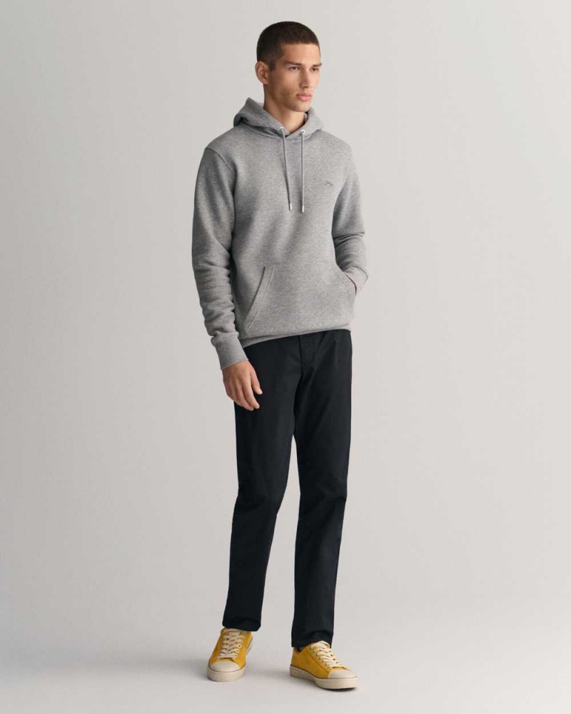 Gant Shield Men's Hoodie Grey Melange | CGNBI-7589