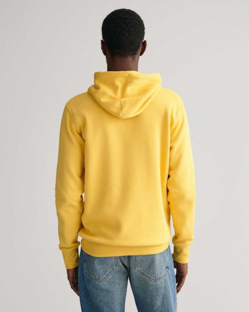 Gant Shield Men's Hoodie Parchment Yellow | HEPYT-5082