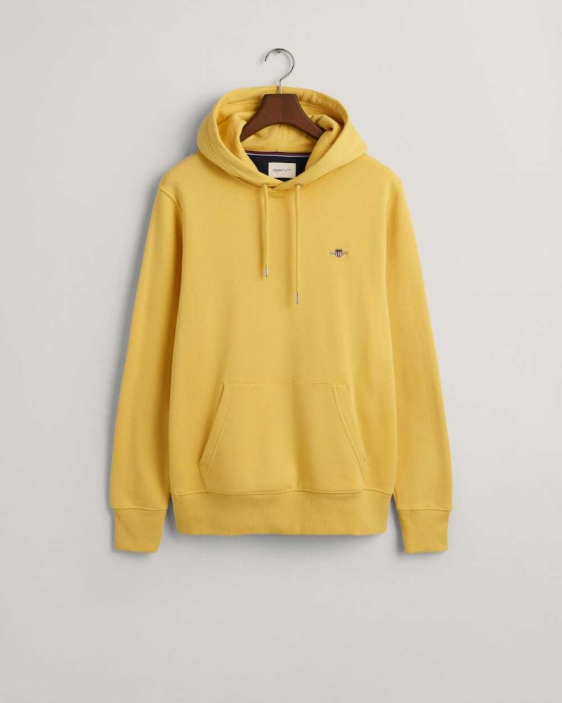 Gant Shield Men's Hoodie Parchment Yellow | HEPYT-5082