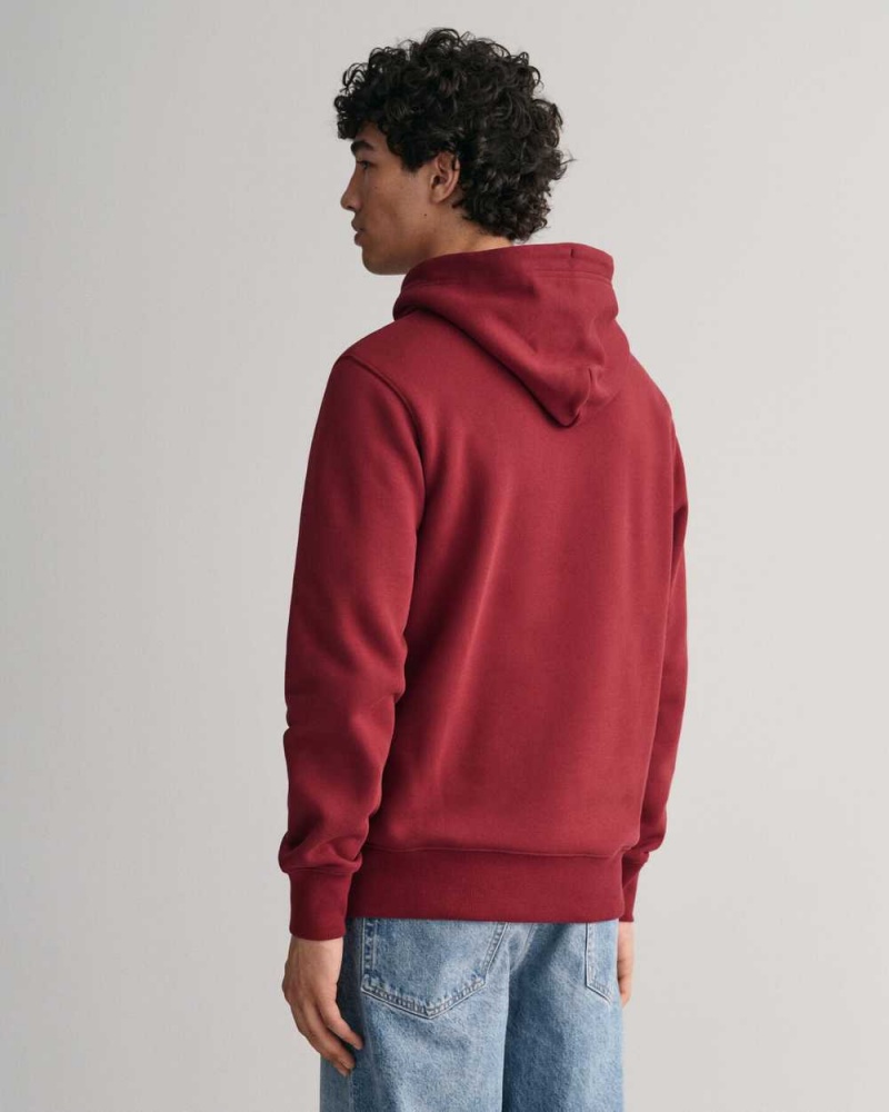 Gant Shield Men's Hoodie Plumped Red | REHJU-6753