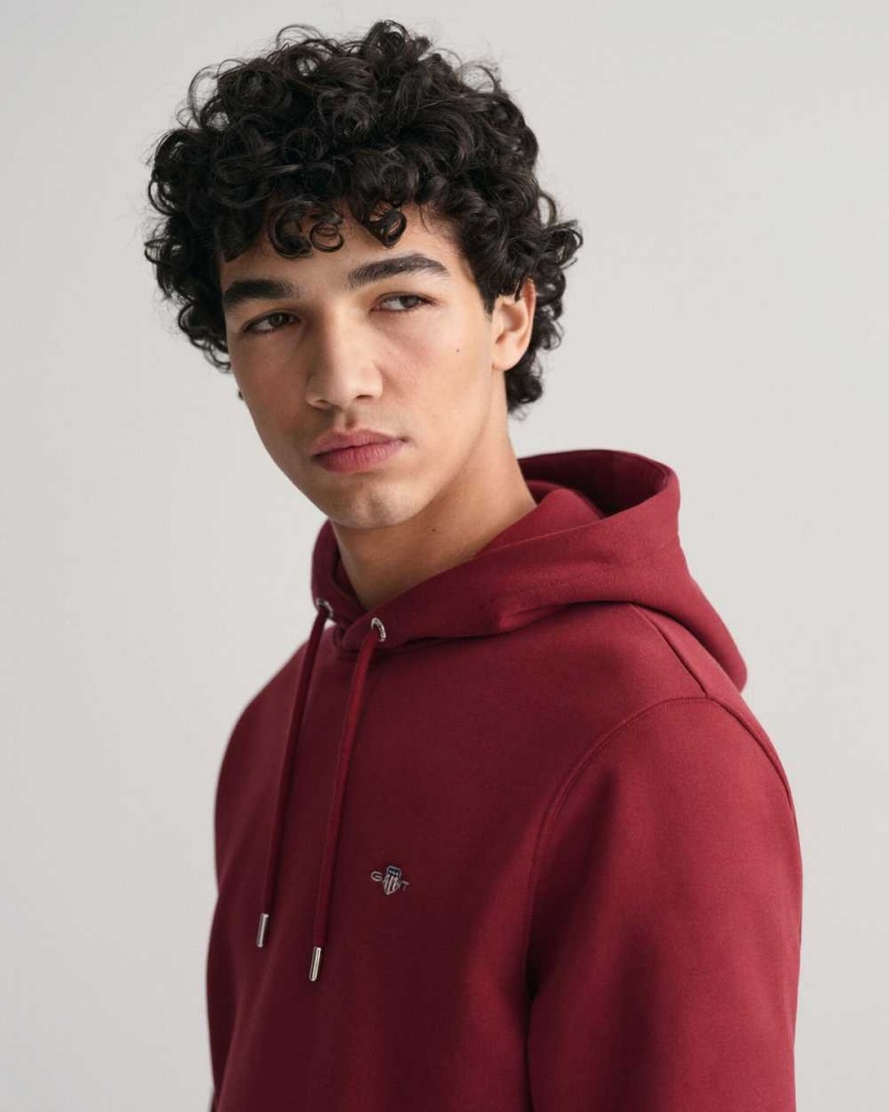 Gant Shield Men's Hoodie Plumped Red | REHJU-6753