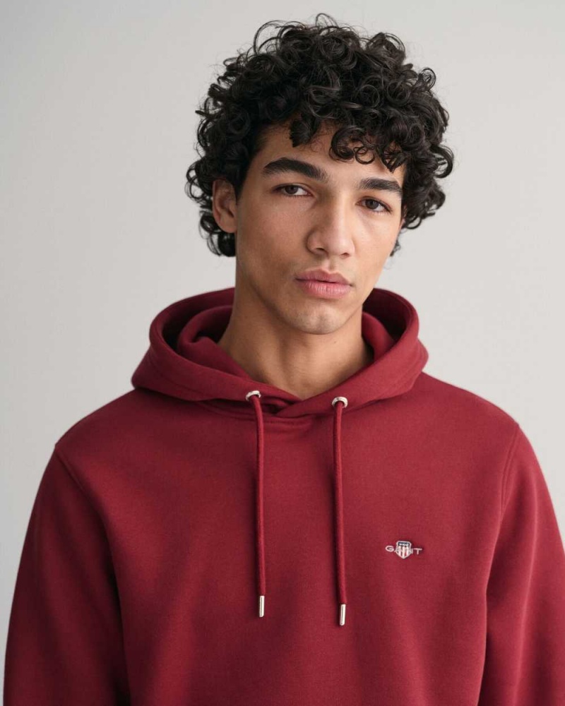 Gant Shield Men's Hoodie Plumped Red | REHJU-6753