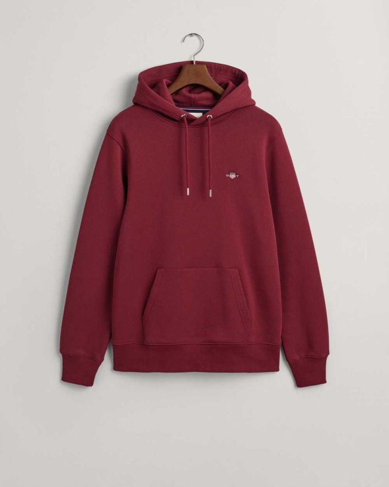 Gant Shield Men's Hoodie Plumped Red | REHJU-6753