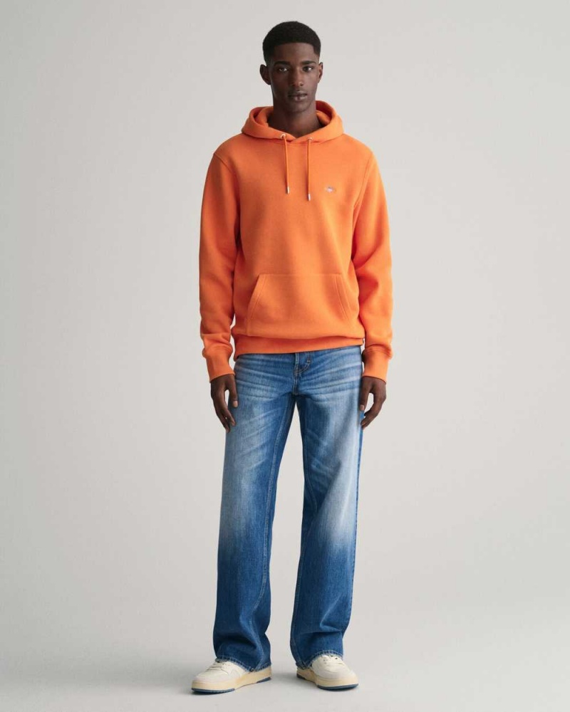 Gant Shield Men's Hoodie Pumpkin Orange | BJAIT-8067