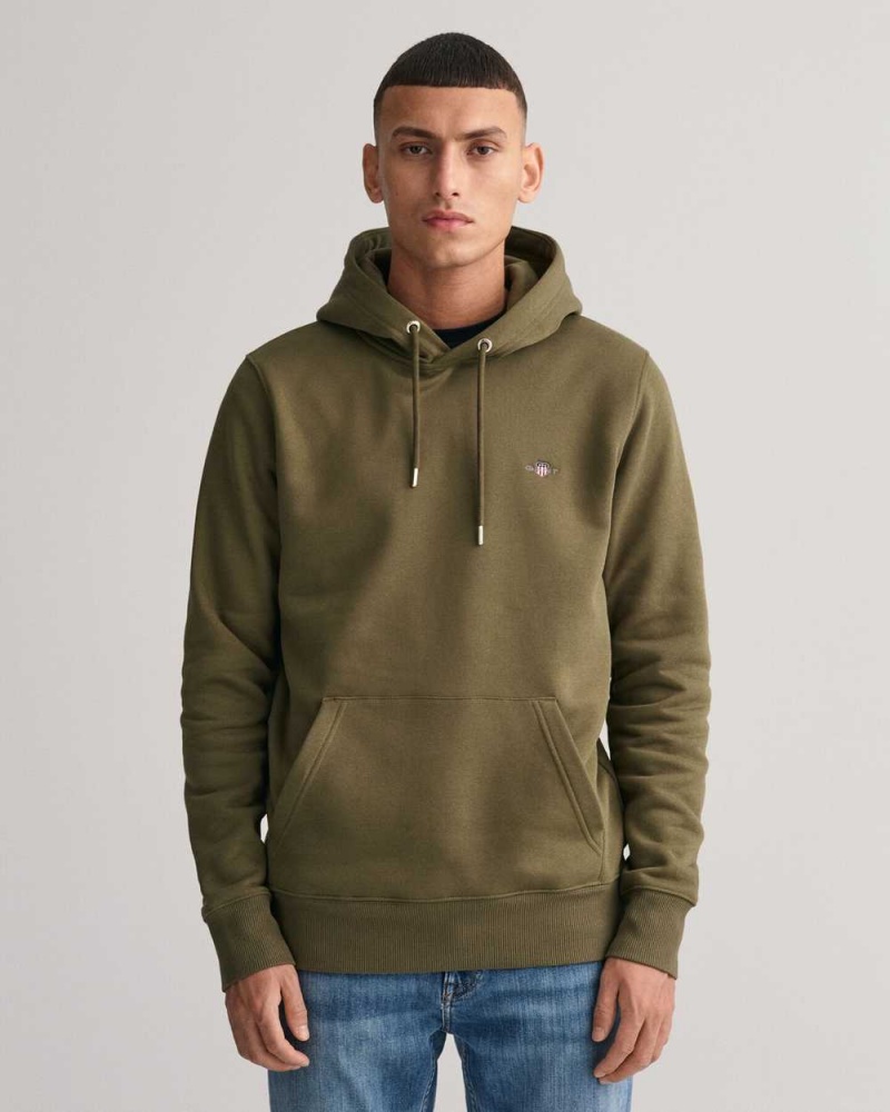 Gant Shield Men\'s Hoodie Racing Green | YBLEJ-1365