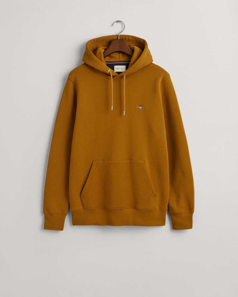 Gant Shield Men's Hoodie Warm Brown | SQZXA-1098