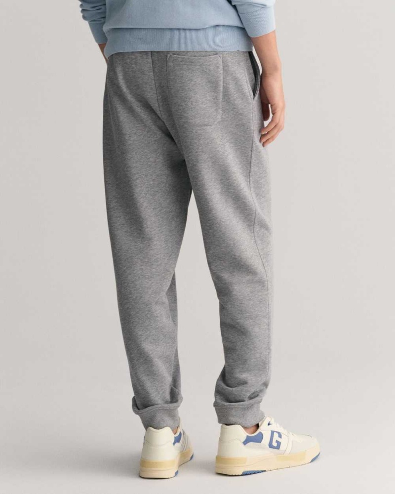 Gant Shield Men's Sweatpants Grey Melange | SUWOV-1537