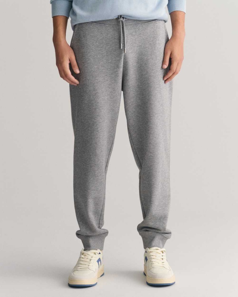 Gant Shield Men's Sweatpants Grey Melange | SUWOV-1537