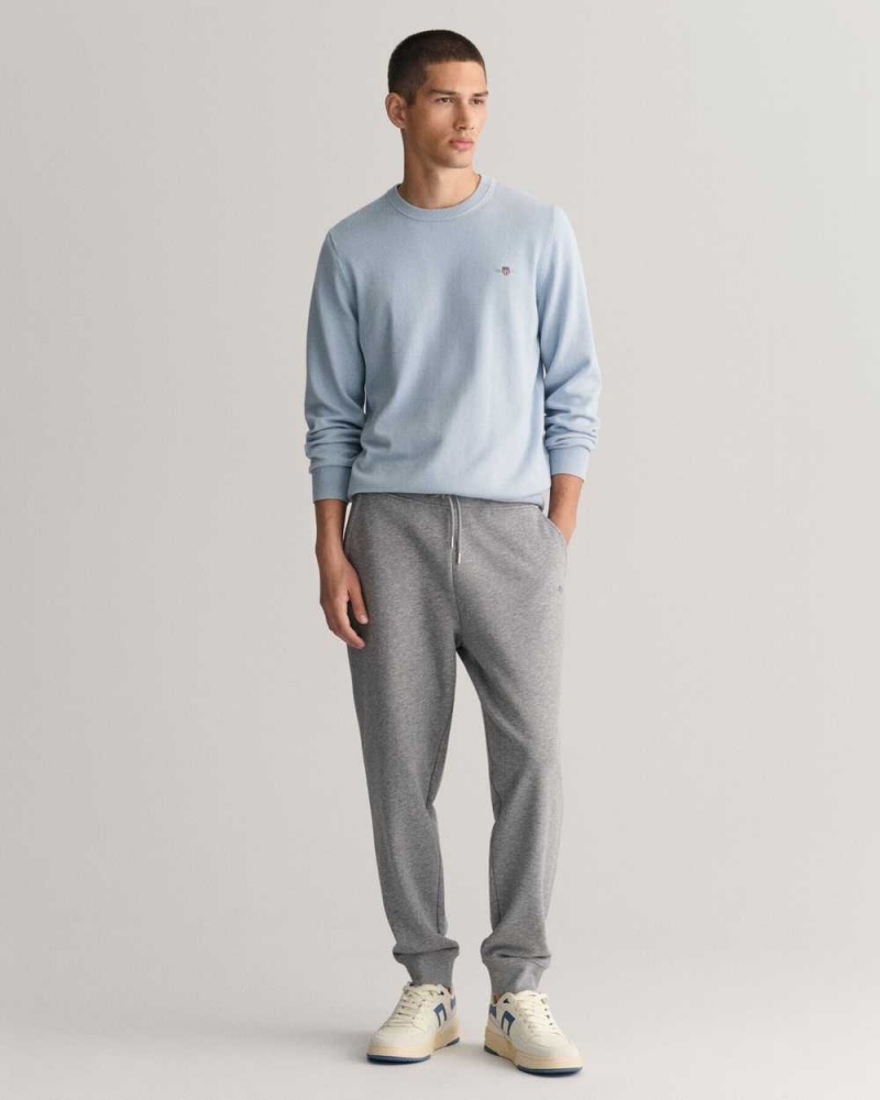 Gant Shield Men's Sweatpants Grey Melange | SUWOV-1537