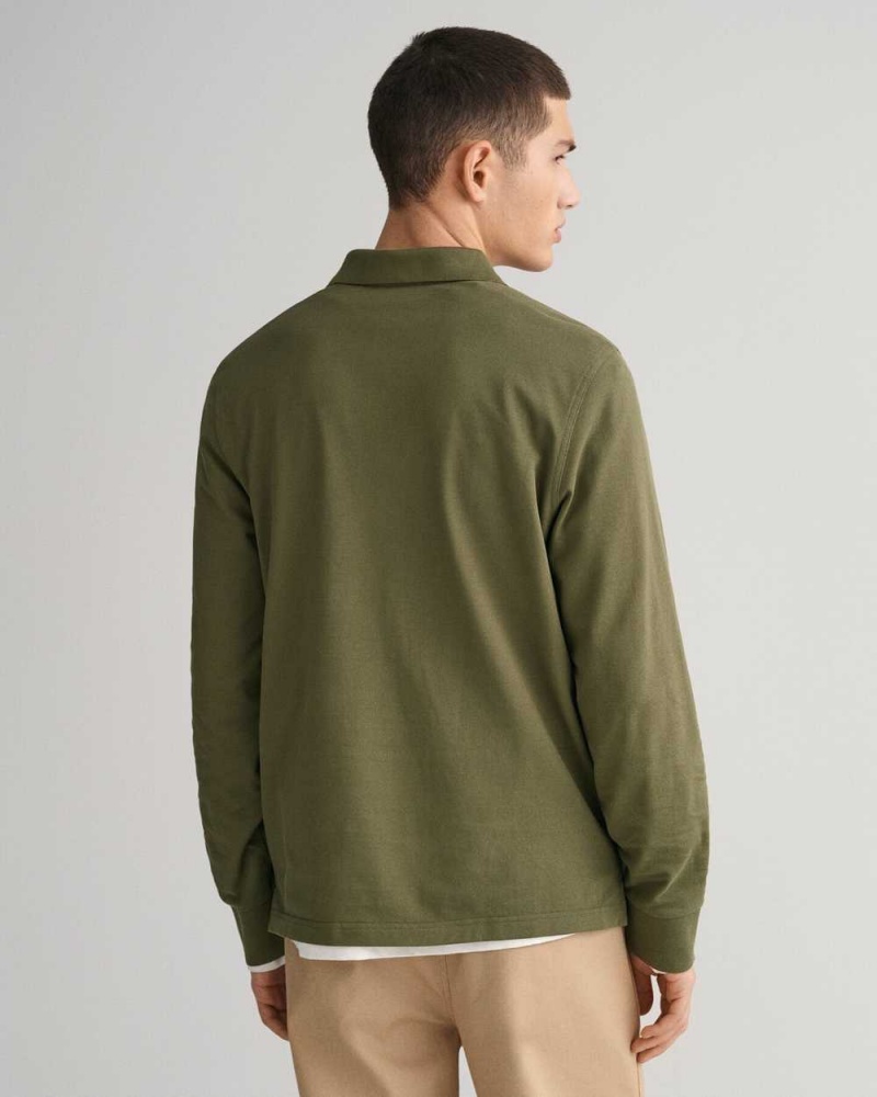 Gant Shield Piqué Rugger Men's Shirts Racing Green | ECAKJ-8150