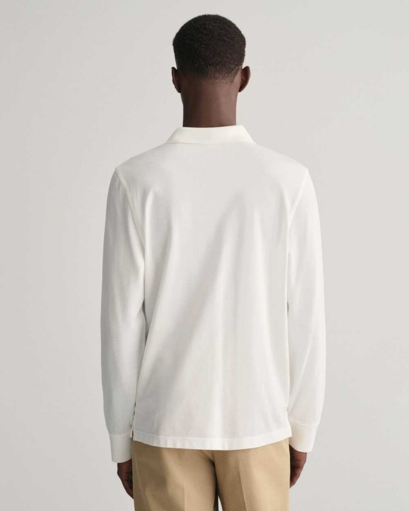 Gant Shield Piqué Rugger Men's Shirts White | NRKGQ-8562