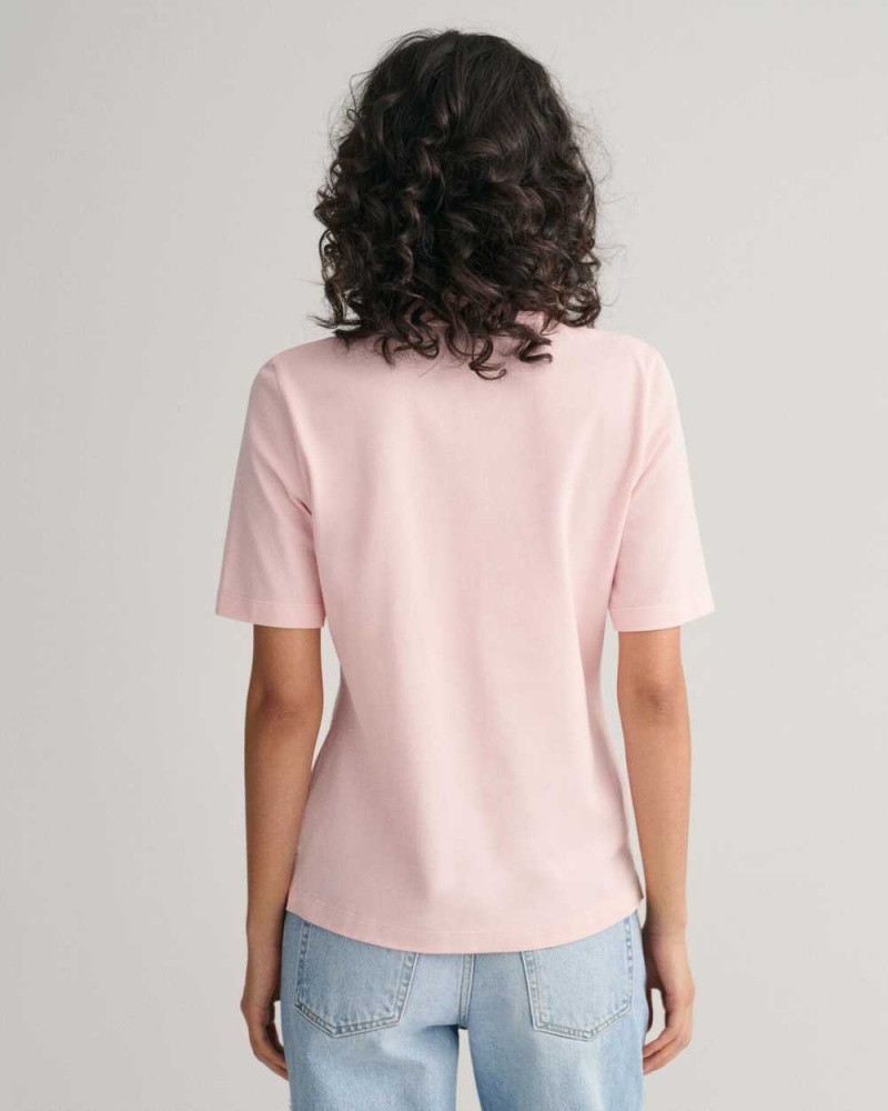 Gant Shield Piqué Women's Polo Shirt Faded Pink | GTVND-5132