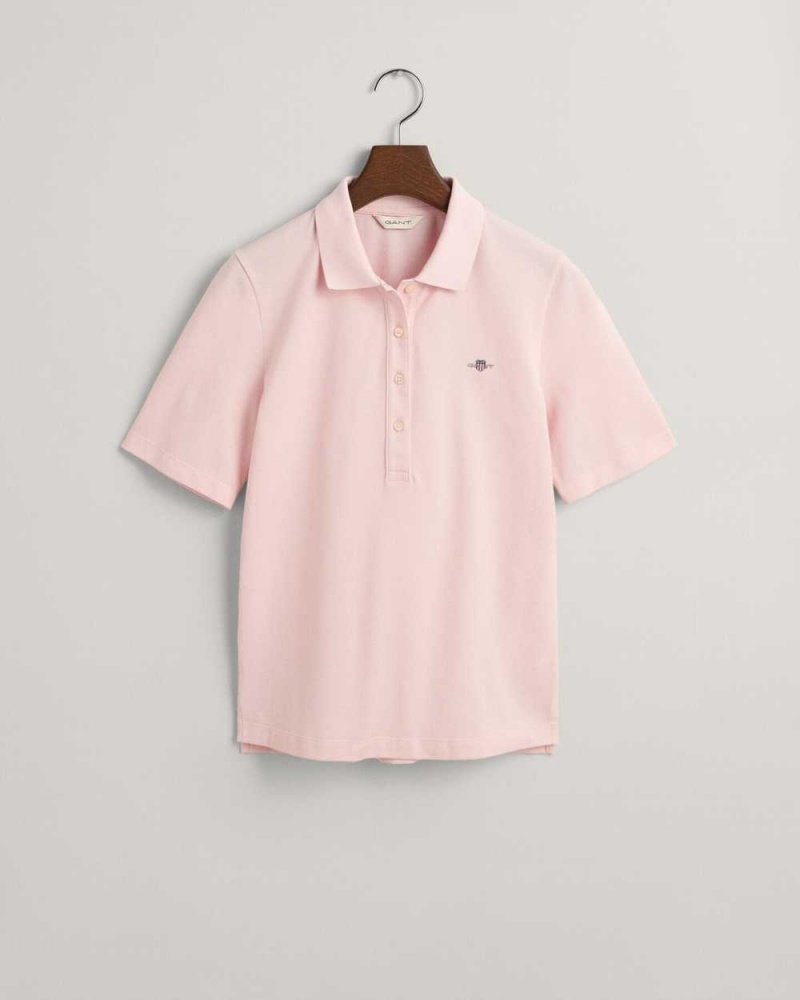 Gant Shield Piqué Women's Polo Shirt Faded Pink | GTVND-5132