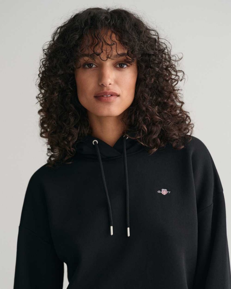 Gant Shield Women's Hoodie Black | QOINH-3891