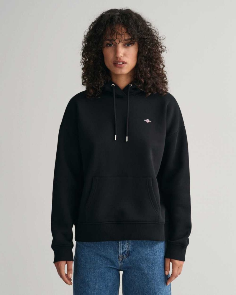 Gant Shield Women\'s Hoodie Black | QOINH-3891