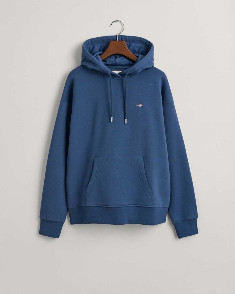 Gant Shield Women's Hoodie Dusty Blue Sea | TAFUL-6380