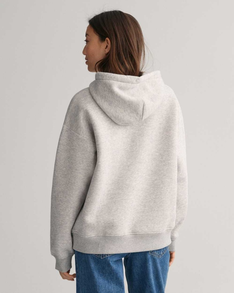 Gant Shield Women's Hoodie Light Grey Melange | EJCLW-5847