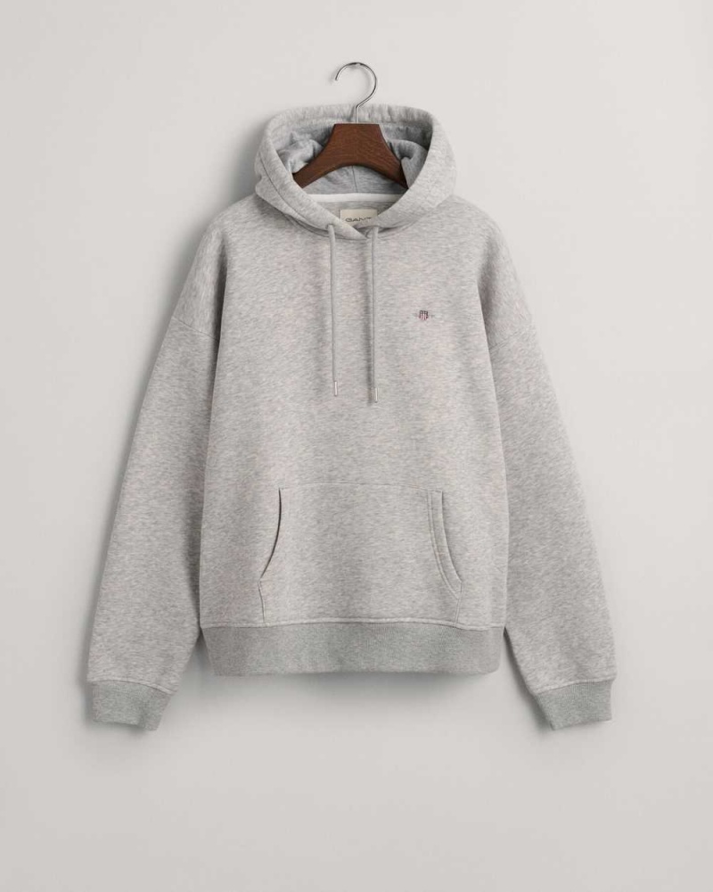 Gant Shield Women's Hoodie Light Grey Melange | EJCLW-5847