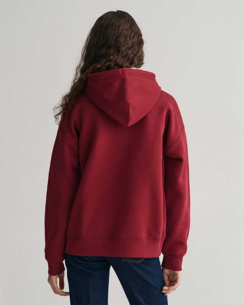 Gant Shield Women's Hoodie Plumped Red | RAEYW-6203