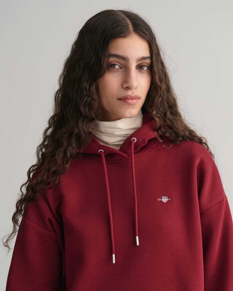 Gant Shield Women's Hoodie Plumped Red | RAEYW-6203