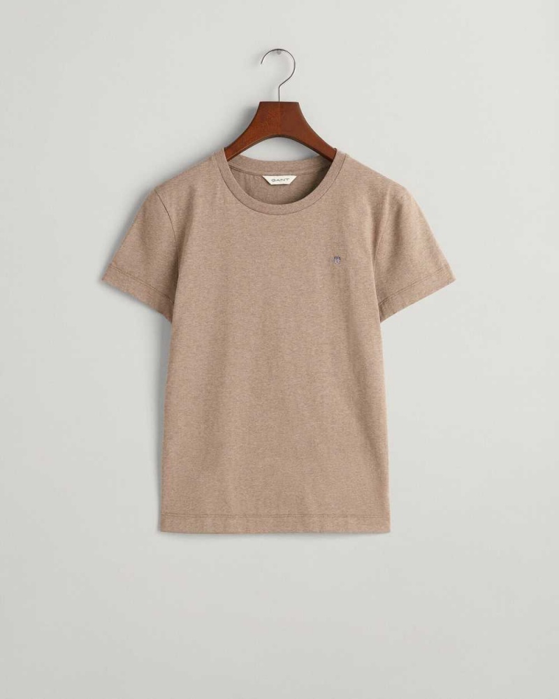 Gant Shield Women's T-Shirt Desert Brown | MYIFJ-4826