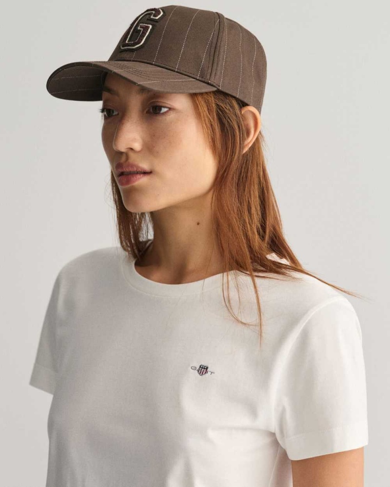 Gant Shield Women's T-Shirt White | QOHWG-9246