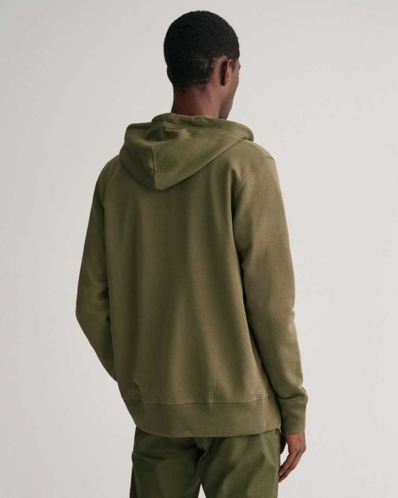 Gant Shield Zip Men's Hoodie Racing Green | XLRME-0726