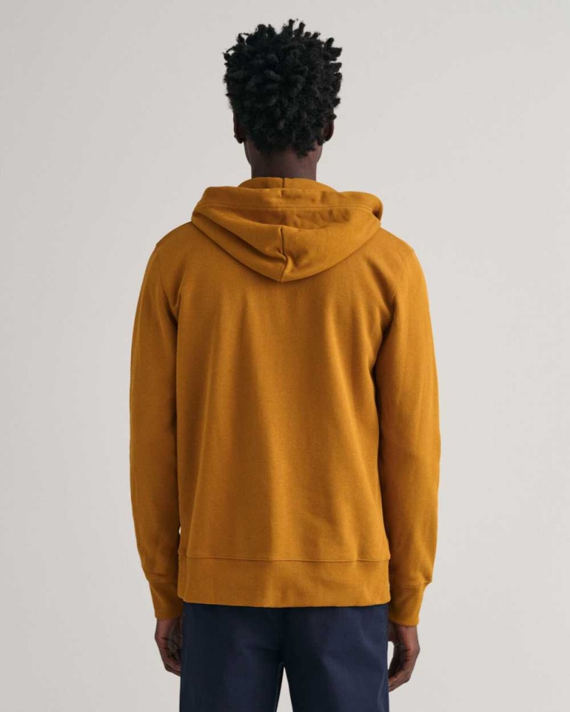 Gant Shield Zip Men's Hoodie Warm Brown | IEPLR-3805