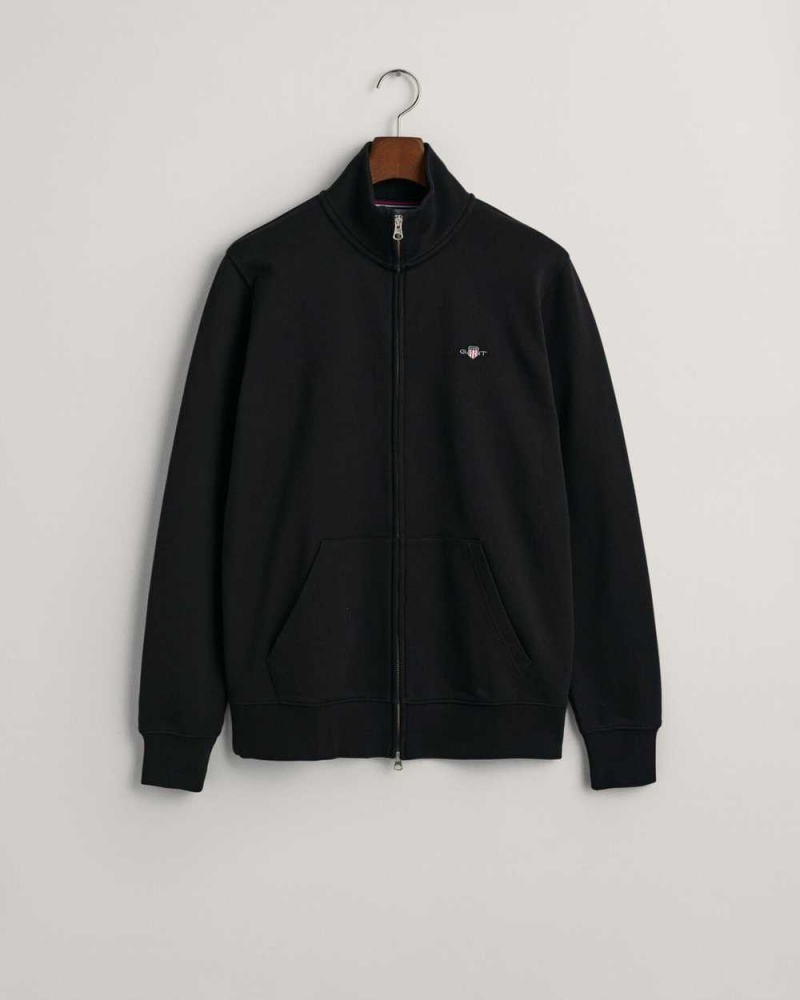 Gant Shield Zip Men's Track Jackets Black | NHVCT-1274