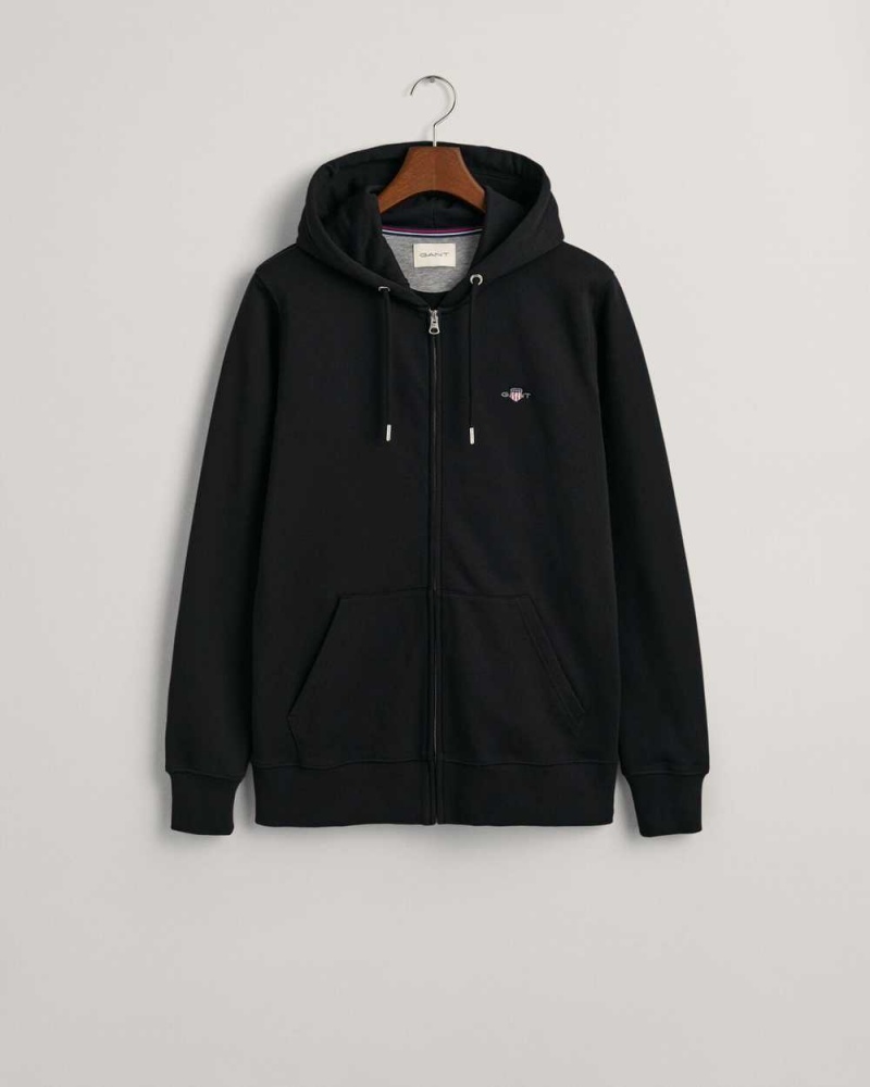 Gant Shield Zip Men's Track Jackets Black | UXPVN-4358