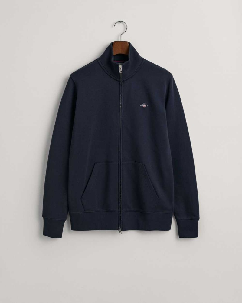 Gant Shield Zip Men's Track Jackets Evening Blue | EYSXK-8472