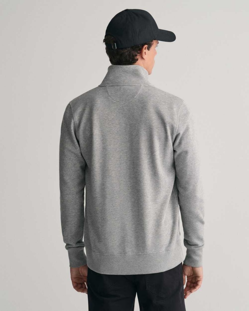 Gant Shield Zip Men's Track Jackets Grey Melange | IGRHQ-4563