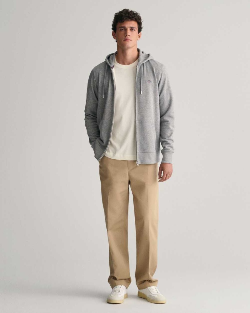 Gant Shield Zip Men's Track Jackets Grey Melange | XLGHN-7142