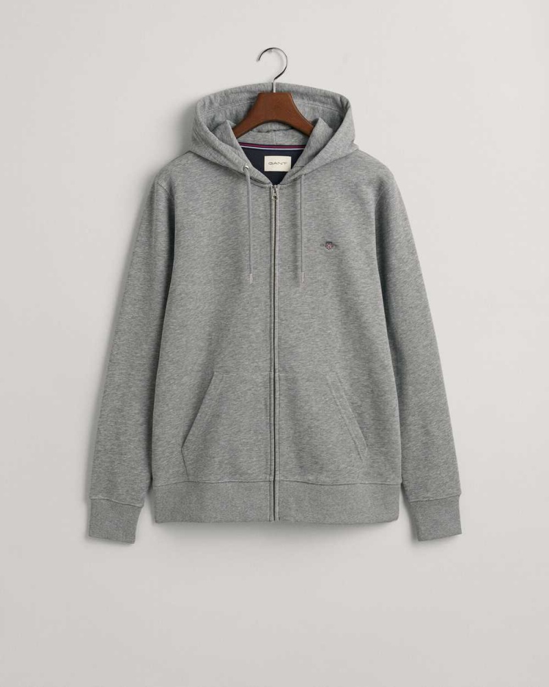 Gant Shield Zip Men's Track Jackets Grey Melange | XLGHN-7142