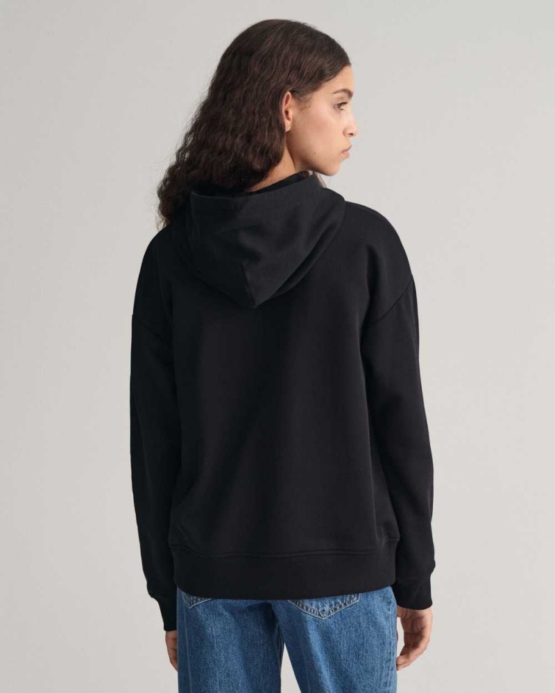 Gant Shield Zip Women's Hoodie Black | TIWPJ-6413