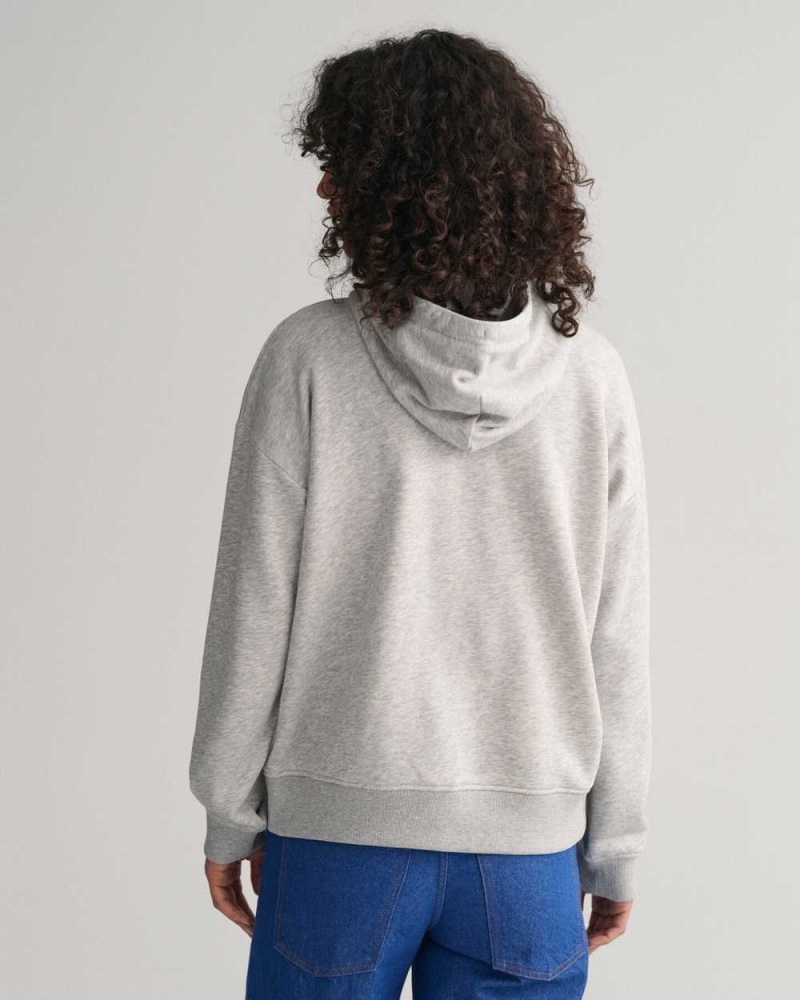 Gant Shield Zip Women's Hoodie Light Grey Melange | RDSYV-6892