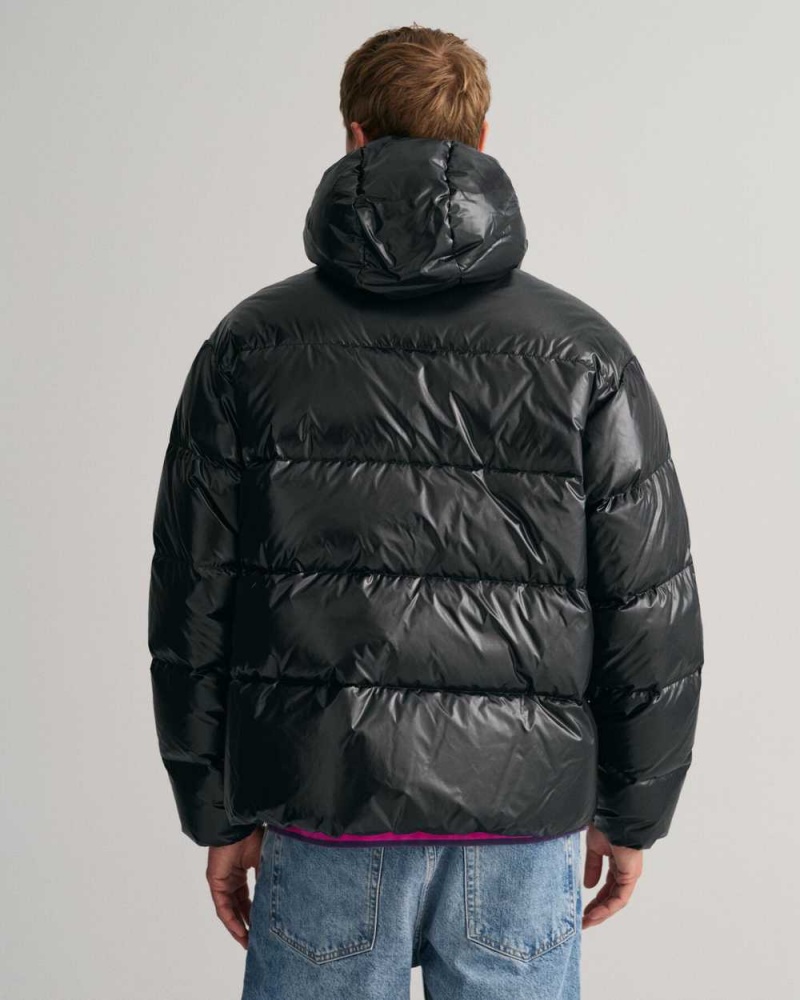 Gant Shiny Down Puffer Men's Jackets Black | DSAVJ-9780