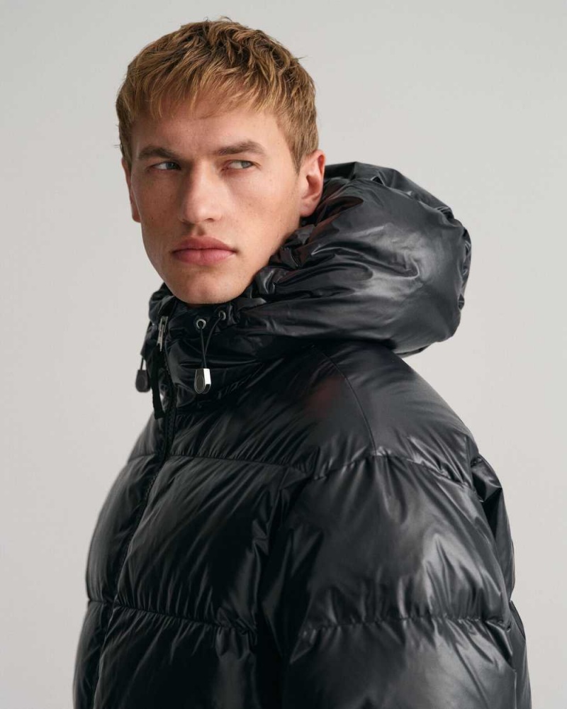 Gant Shiny Down Puffer Men's Jackets Black | DSAVJ-9780