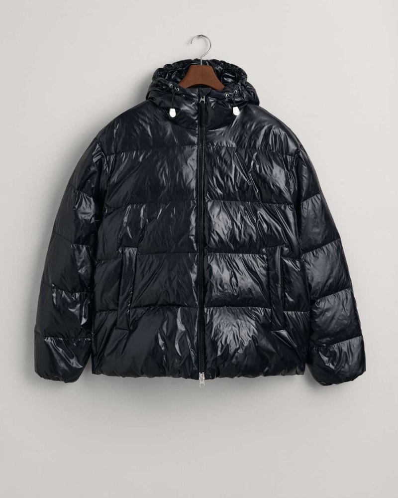 Gant Shiny Down Puffer Men's Jackets Black | DSAVJ-9780