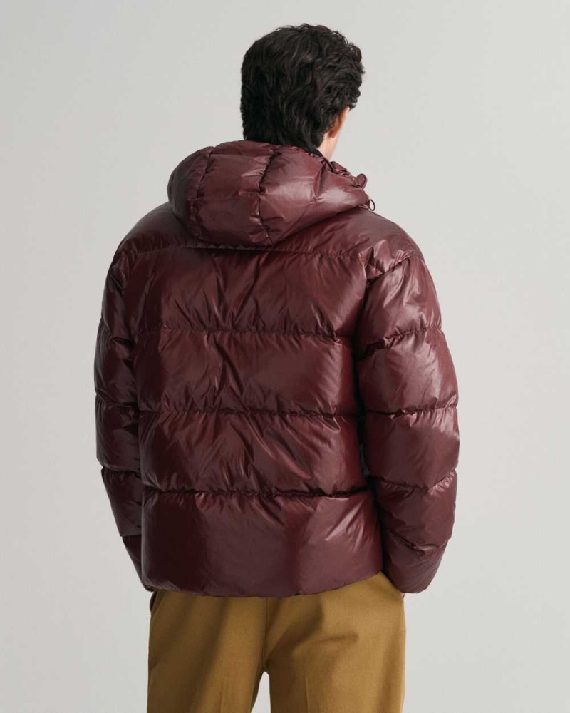 Gant Shiny Down Puffer Men's Jackets Dark Red Brown | WEIJS-4718